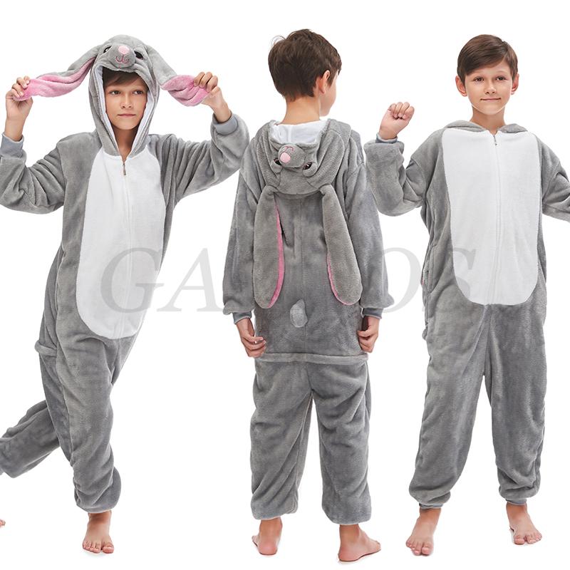 Изображение товара: Зимние мягкие пижамы кигуруми для мальчиков, пижама с единорогом, вечерние детские костюмы, одежда для сна с капюшоном и изображением панды, животных, для 8, 10, 12, 14, 16 лет