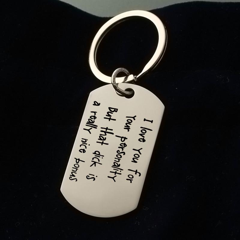 Изображение товара: Funny Dog Tag Keychain Funny Gift for Husband Boyfriend Naughty Gift for Him