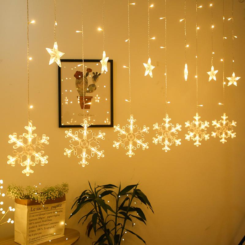 Изображение товара: Рождественские украшения, Снежная лампа, светодиодная гирлянда для занавесок, праздничная Декоративная гирлянда для свадебной комнаты, домашний декор