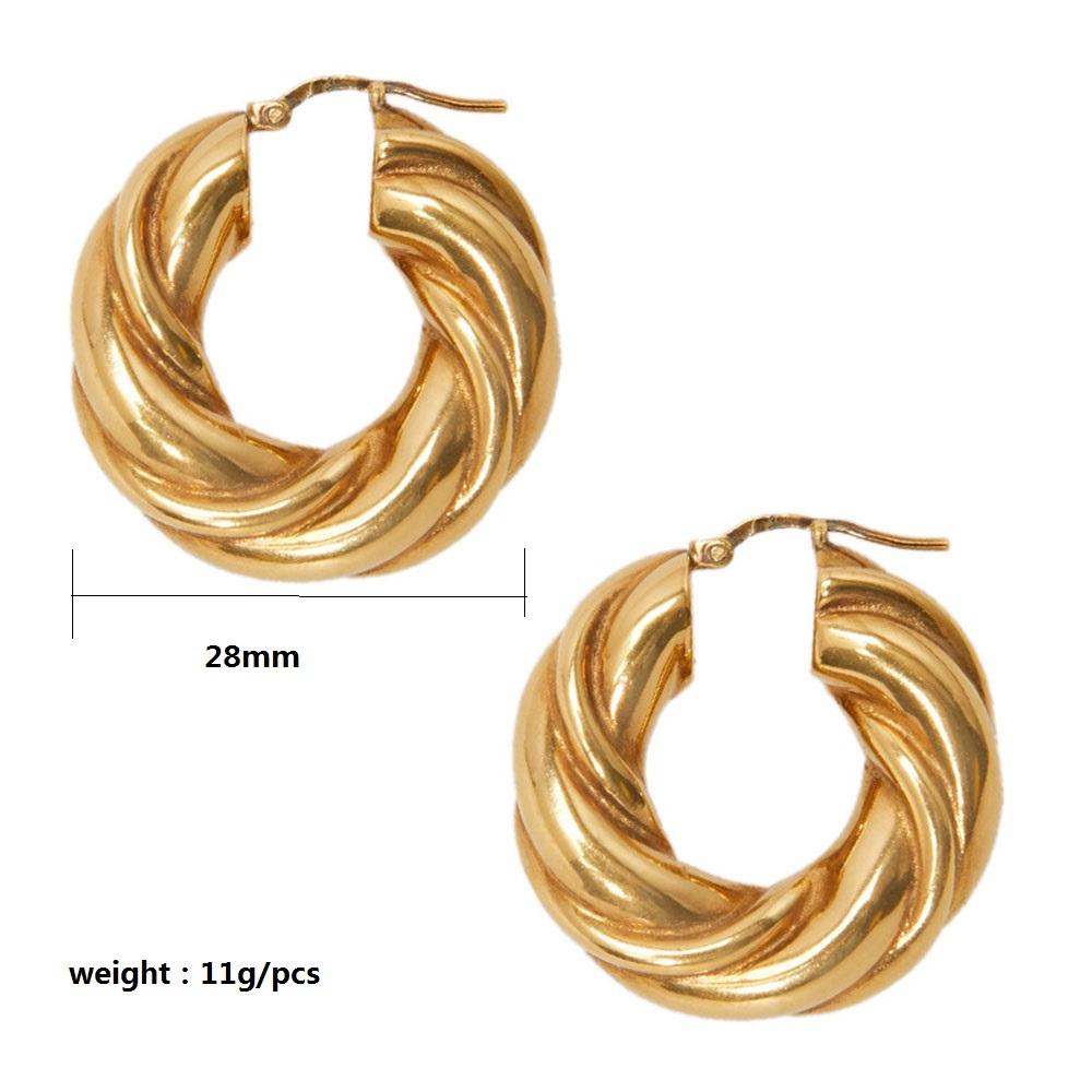 Изображение товара: Крупные толстые золотые серьги-кольца для французского стиля, классические модные серьги 2020