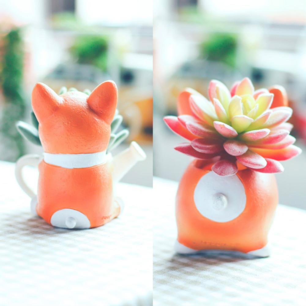 Изображение товара: SUN-E Милая корги собака Декор растения суккуленты растения декоративный цветочный горшок 2 в наборе идея