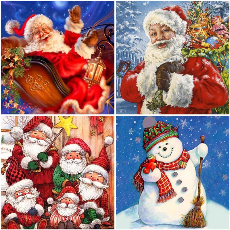 Изображение товара: Santa Claus 5D Diamond Painting Snowman Full Round/Square Resin Mosaic Diamond Embroidery Cross Stitch Christmas Decoration