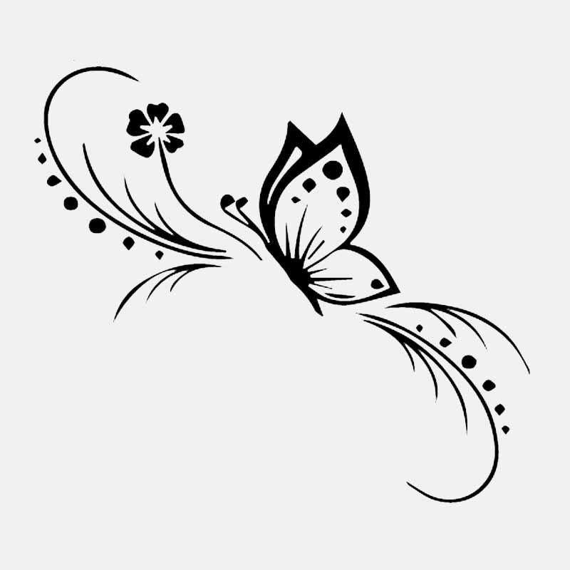 Изображение товара: 15 см * 15 см Автомобильная наклейка с бабочками и цветами украшение цветочное искусство KK виниловая наклейка черные/серебряные автомобильные аксессуары