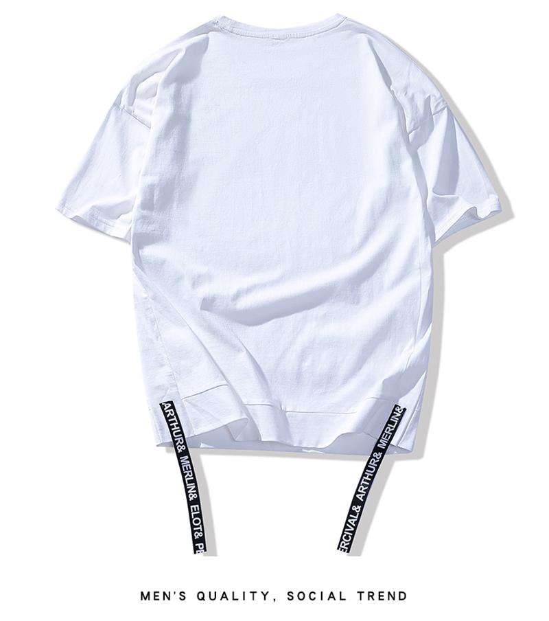 Изображение товара: Хлопковая футболка в стиле Харадзюку, с модным принтом в гонконгском минималистическом стиле, винтажная Повседневная Свободная одежда большого размера в стиле хип-хоп, новинка, уличная одежда