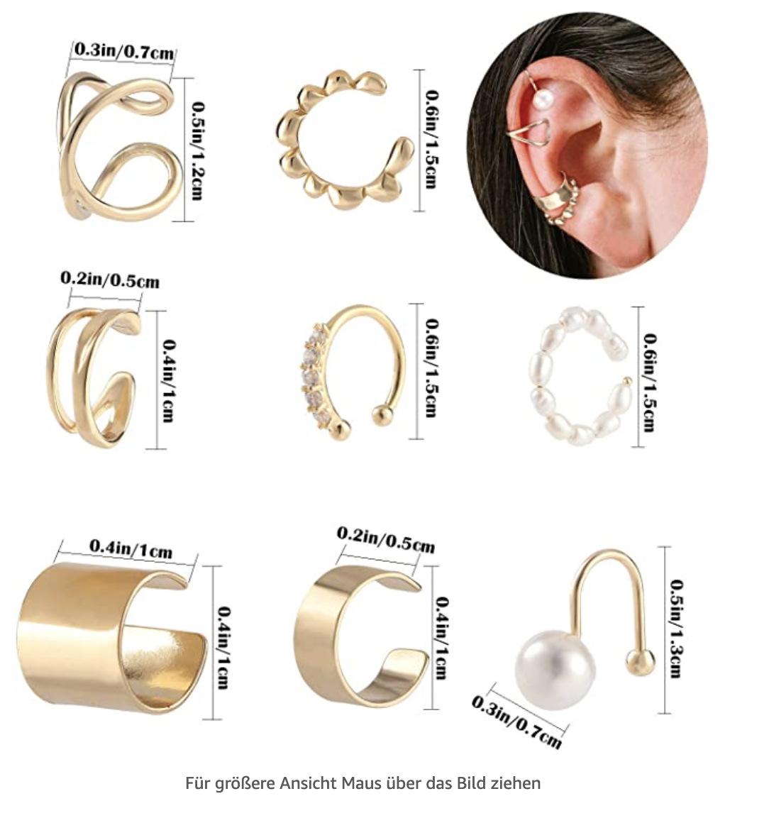 Изображение товара: Европейский и американский тренд серьги c-образное двойное кольцо зажим для ушей кольцо для носа фальшивый нос кольцо 8 в 1 Набор комбинированных зажимов для ушей