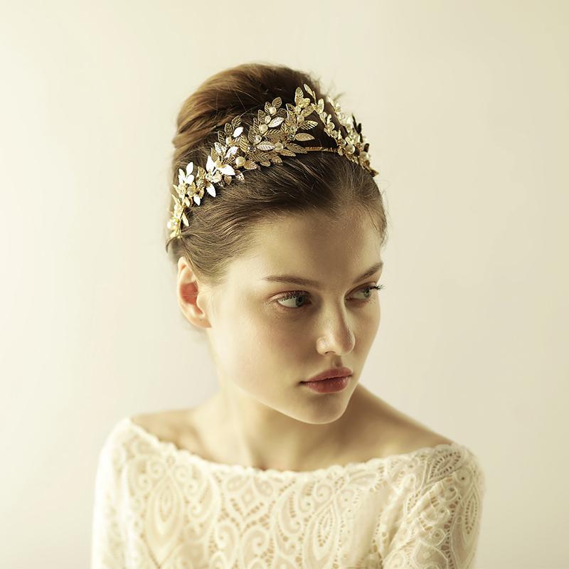 Изображение товара: Классическая тиара из сплава O870, свадебные аксессуары для волос, корона, головной убор с листьями для невесты