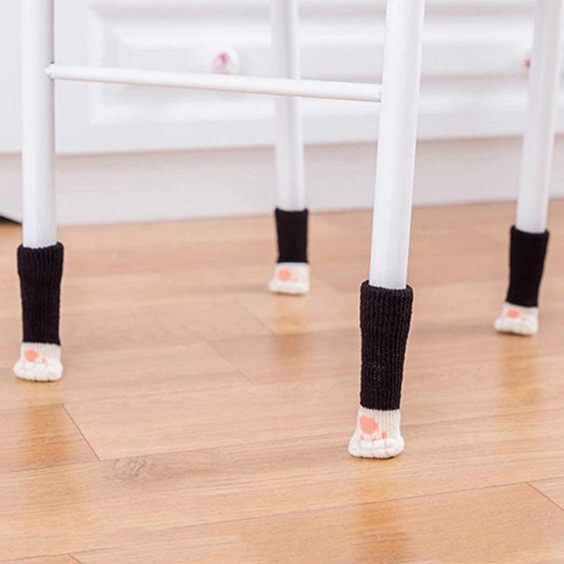 Изображение товара: Носки для стула, 24 шт. (6 комплектов), чехлы для ног для стула, вязаные мебельные носочки для ног в форме кошки, защитные накладки на ножки стула