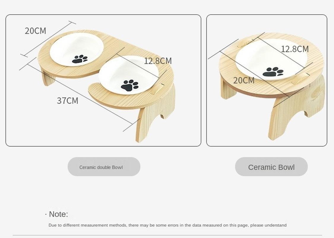 Изображение товара: Double 15 Degree Cervical Protection Cat Bowl Dog Food Basin Wooden Rack Pet Feeder Drinking Water Dispenser Stainless Steel