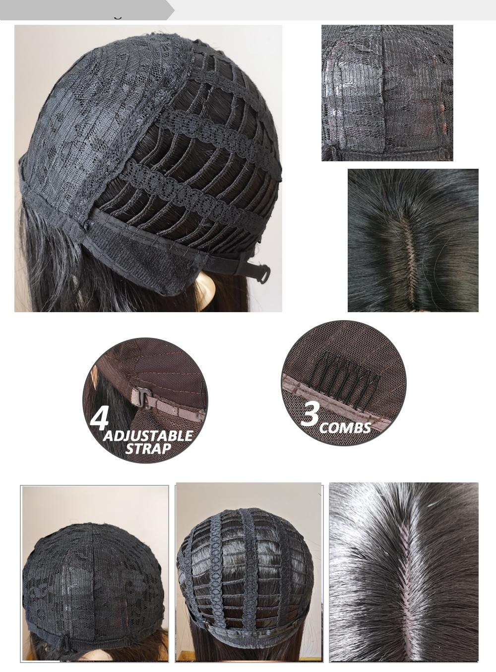 Изображение товара: Парик машинной работы, прямые синтетические парики с естественной линией волос, высокая температура для женщин, натуральный черный, маленькая шапочка