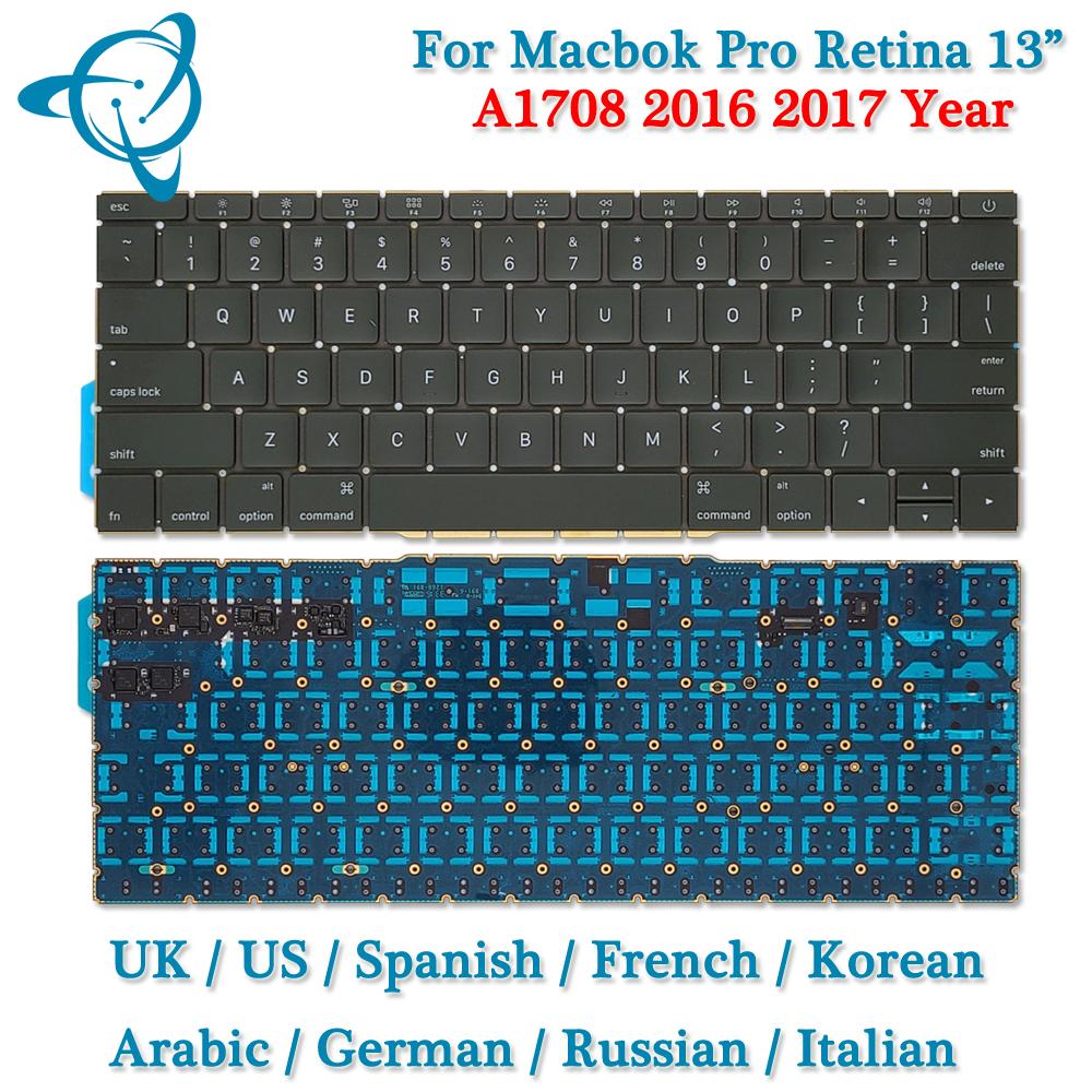 Изображение товара: Оригинальная новая английская клавиатура A1708 для США, Великобритании, России, Франции, Испании, немецкого и английского языков для Macbook Pro 13,3, клавиатура Retina A1708 2016 Mid 2017