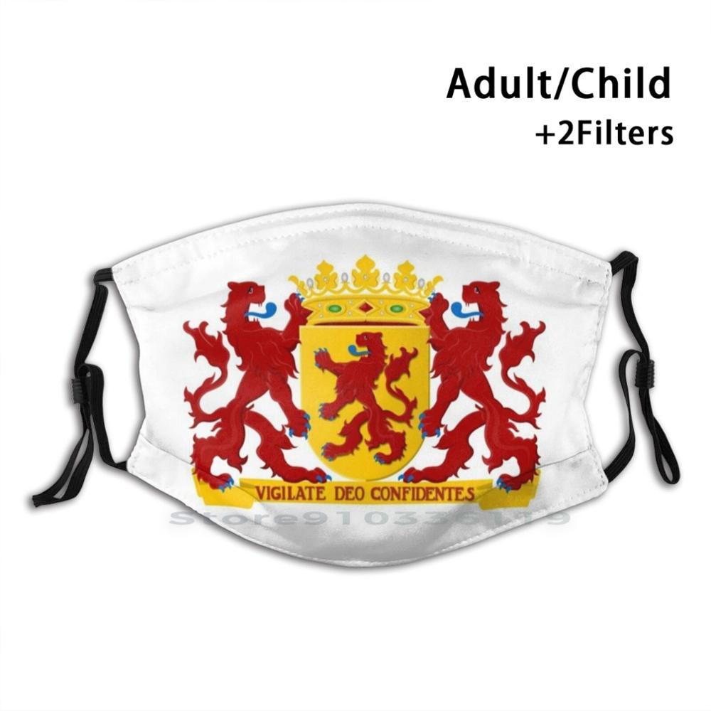 Изображение товара: South Holland Coat Of Arms , Netherlands Print Reusable Mask Pm2.5 Filter Face Mask Kids Holland Nl Nederland Netherlands South