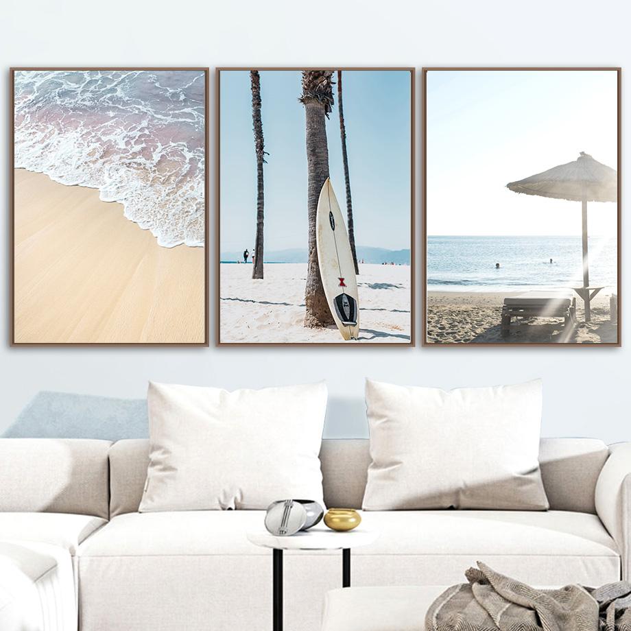 Изображение товара: Пейзаж Пляж Пальма Солнечный свет девушка настенная Картина на холсте скандинавские плакаты и принты настенные картины для гостиной Декор