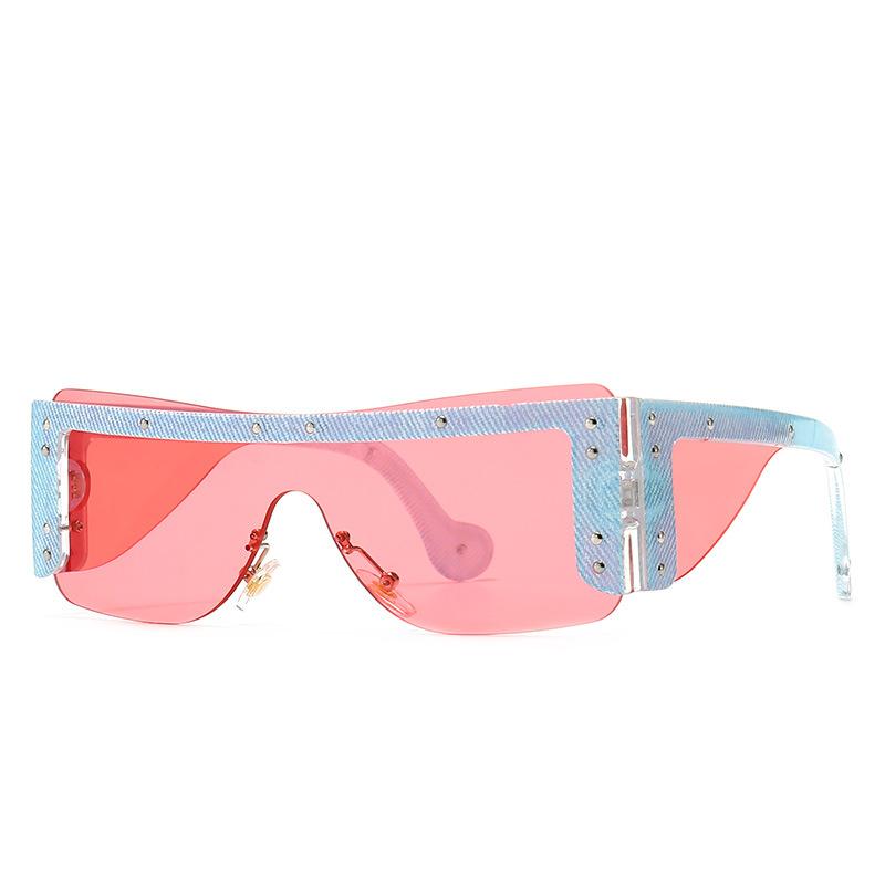 Изображение товара: Цельные негабаритные Квадратные Солнцезащитные очки без оправы, ковбойские украшения для женщин и мужчин, роскошные брендовые дизайнерские солнцезащитные очки для женщин