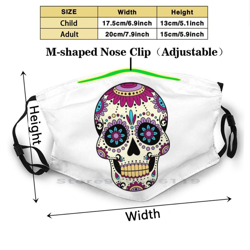 Изображение товара: Череп с багровым принтом многоразовая маска Pm2.5 фильтр маска для лица для сахарный череп конфеты мрачный Muertos череп день мертвых El