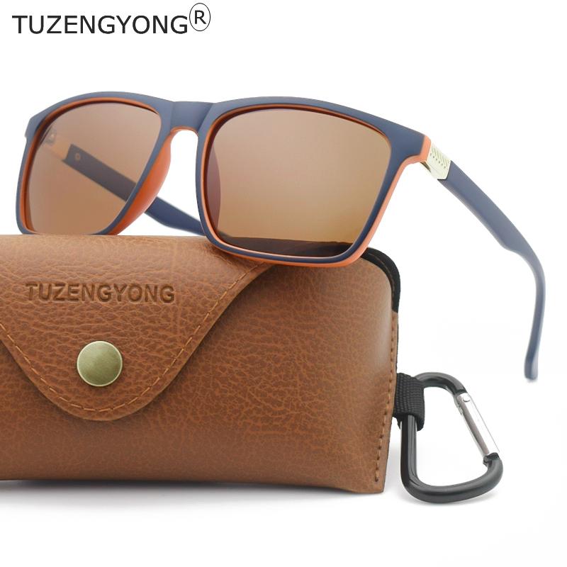 Изображение товара: TUZENGYONG BRAND NEW Square Sunglasses Men Polarized Sun Glasses TR90 frame Women Fashion UV400 Driving Eyewear