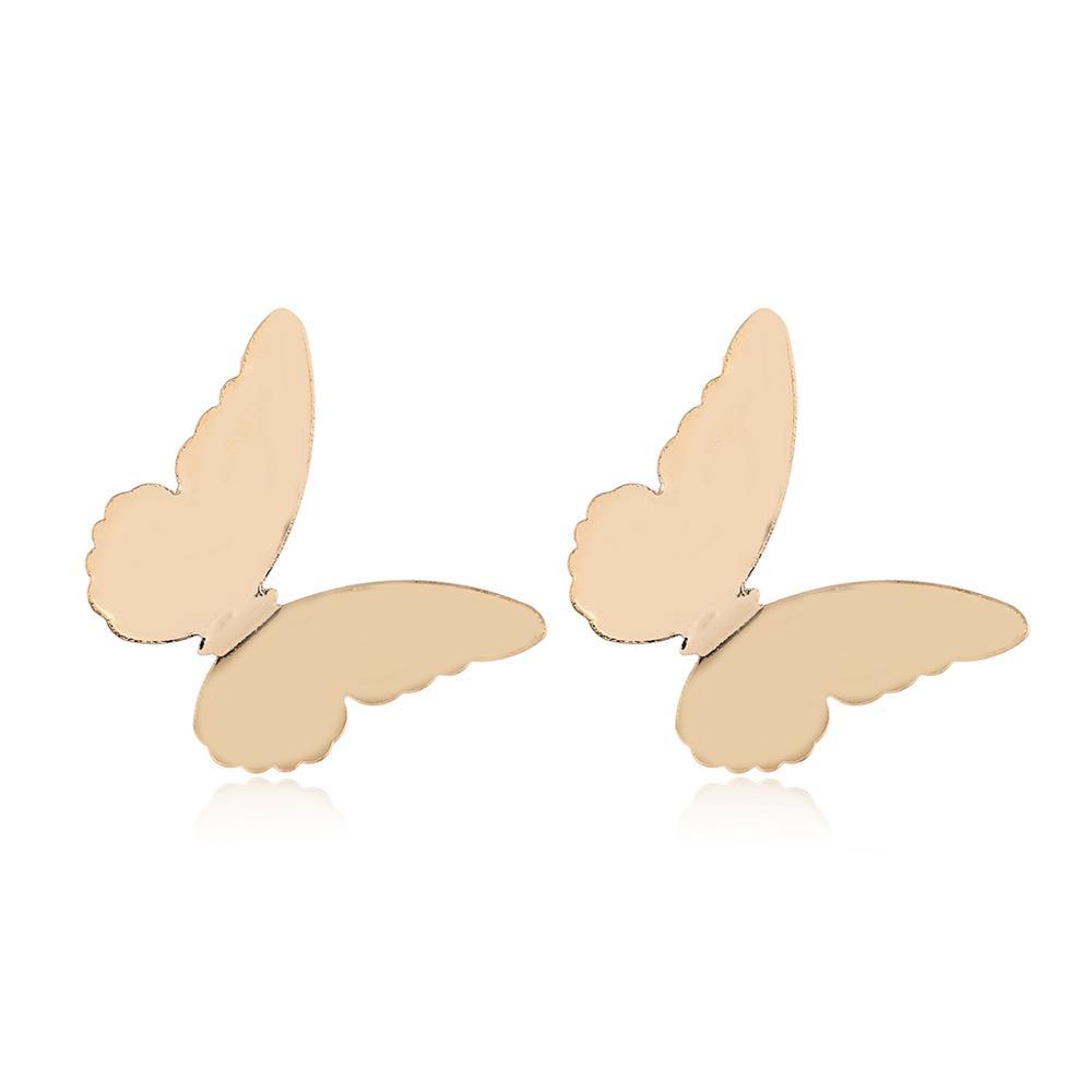 Изображение товара: Женские серьги-гвоздики в виде бабочек DIEZI, Простые Модные металлические серьги золотого цвета для девушек и женщин