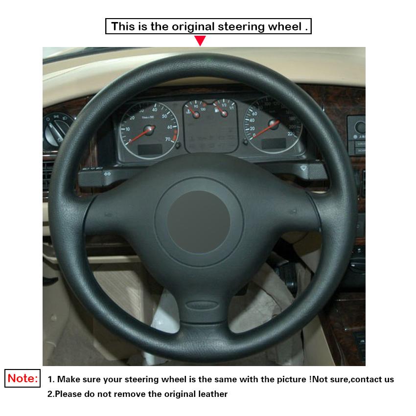 Изображение товара: Черный чехол на руль LQTENLEO из искусственной кожи для Volkswagen VW сидение Bora Leon MK1 1998-2005 Skoda Fabia 1 2004-2005