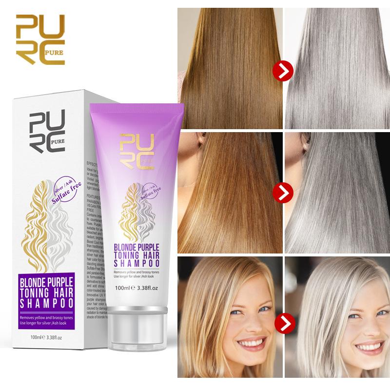 Изображение товара: 100 мл фиолетовый волос шампунь устраняет желтые и медный тонов для серебряного выглядят фиолетовые волосы шампунь