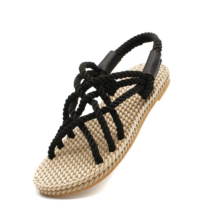 Изображение товара: Сандалии женские плетеные в римском стиле, пляжная обувь, плоская подошва, пляжные тапочки, лето 2020