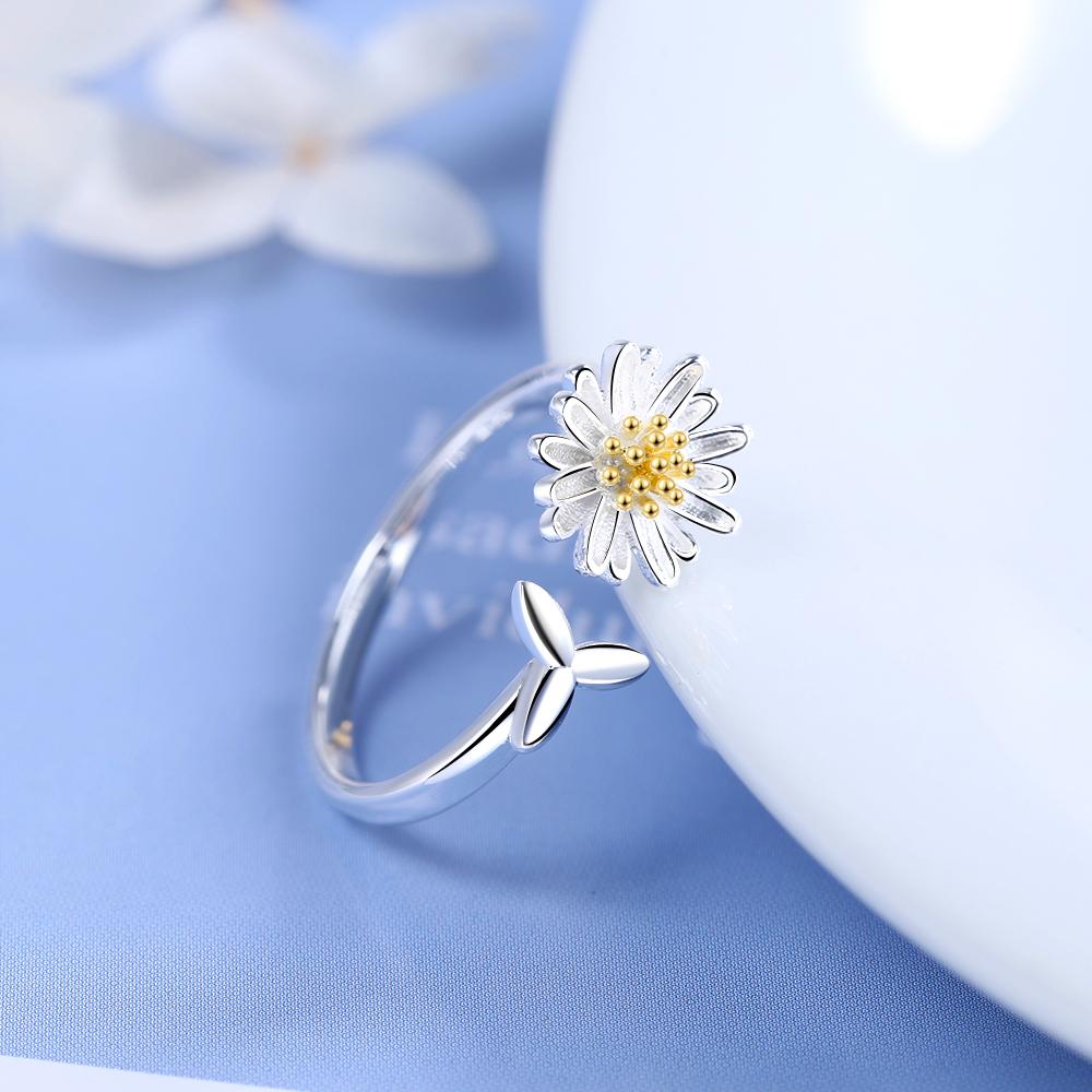 Изображение товара: Женский витой цветок из серебра 100% пробы, 925 пробы, женские кольца на палец