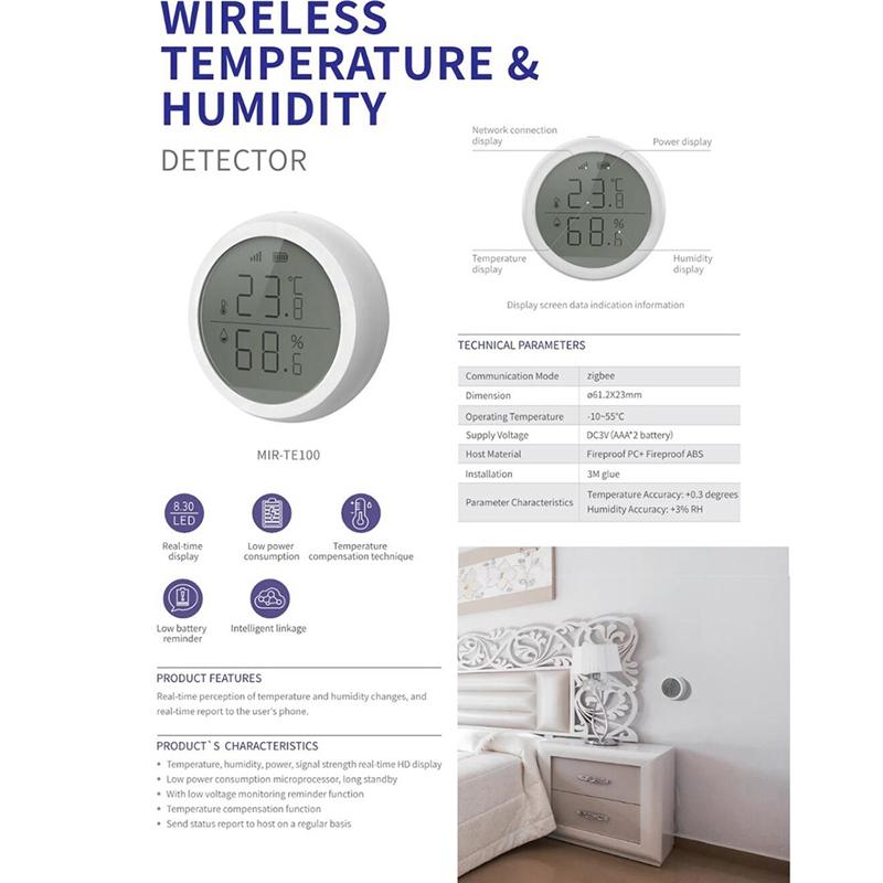 Изображение товара: Tuya ZigBee Умный домашний датчик температуры и влажности со светодиодом Sn работает с Amazon Google Home Assistant