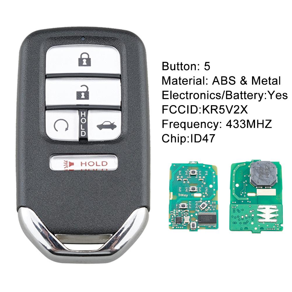 Изображение товара: Smart Remote Key Fob 433MHz ID47 Chip 5 Button for Honda Civic EX Tour 2016 2017 2018 2019 Honda CR-V 2017-2019 FCCID:KR5V2X