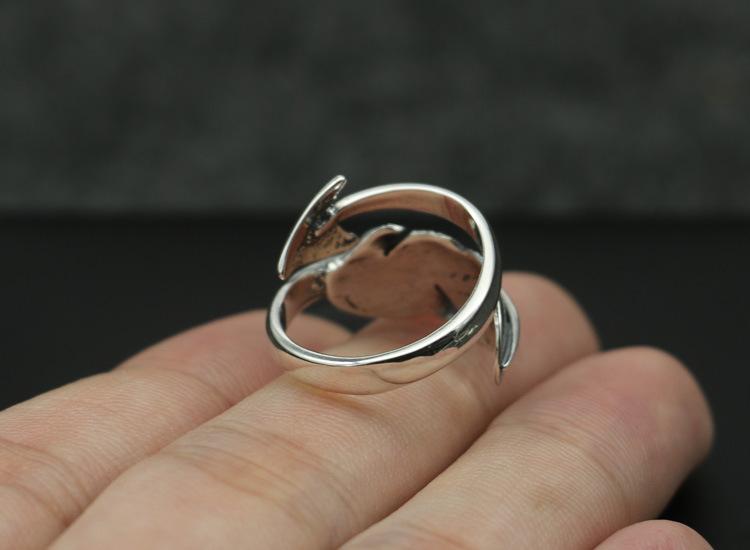 Изображение товара: Ретро тайское серебряное мужское индийское перьевое кольцо для рук женское Красное стильное 925 пробы Серебряное кольцо с открытым концом