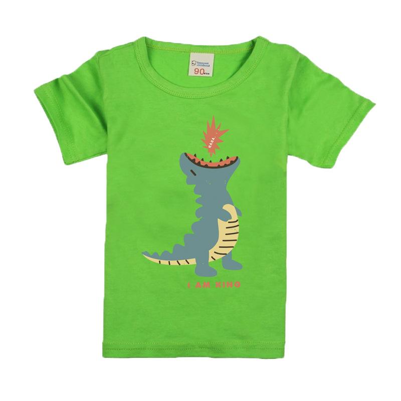 Изображение товара: 2021 популярная и удобная летняя детская футболка с коротким рукавом Новинка хлопковая Детская футболка с динозавром для мальчиков и девочек