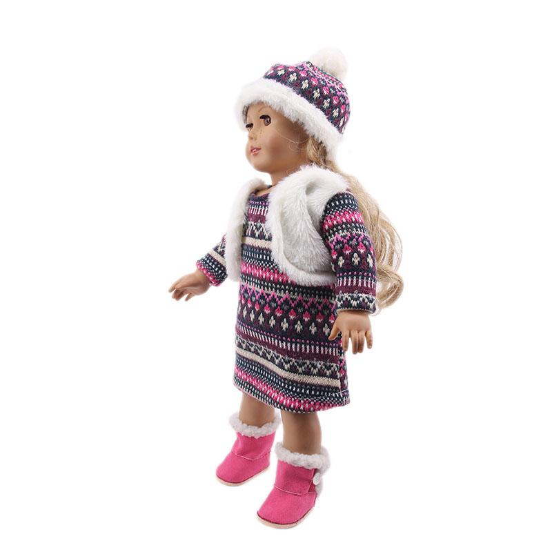 Изображение товара: Скидка! Новый кукольный свитер, костюм комплект из 2 предметов для американской куклы для девочек 18 дюймов и куклы для новорожденных 43 см и наше поколение, Рождество