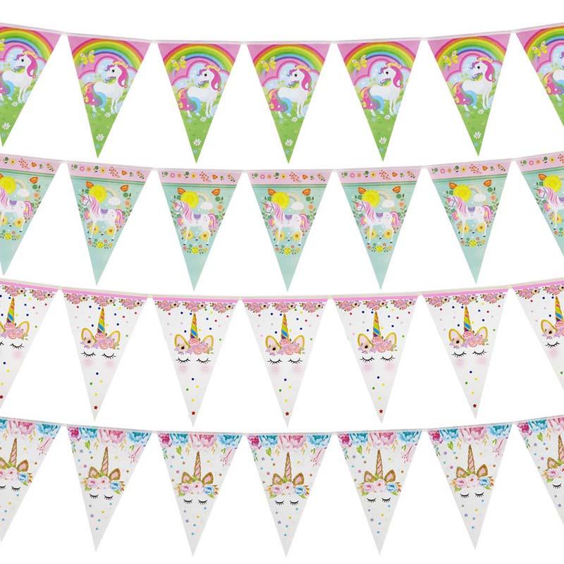 Изображение товара: Баннер из бумаги с единорогом на 1-й день рождения, украшения для вечеринки в честь Дня Рождения, детский флаг Русалочки, баннер для будущей мамы, гирлянда для свадьбы