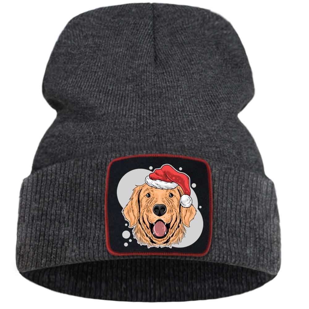 Изображение товара: Рождественская Теплая Шапка-бини с открытым ртом для щенков, зимняя шапка в стиле хип-хоп, однотонная простая вязаная шапка, качественная удобная шапка