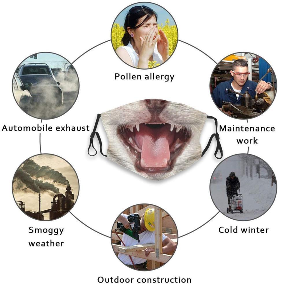 Изображение товара: Многоразовая маска с принтом в виде рта котенка Pm2.5, фильтр, маска для лица, детский котенок, кошка, животное, кричащее настроение, крупным планом, язык лица