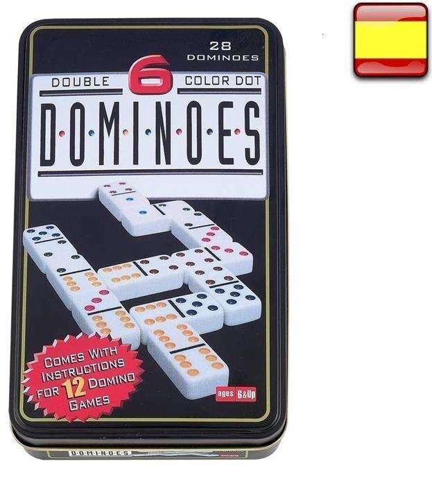 Изображение товара: Игра с домино двойной 6 цветов 28 фишек + caja metal Dominoes