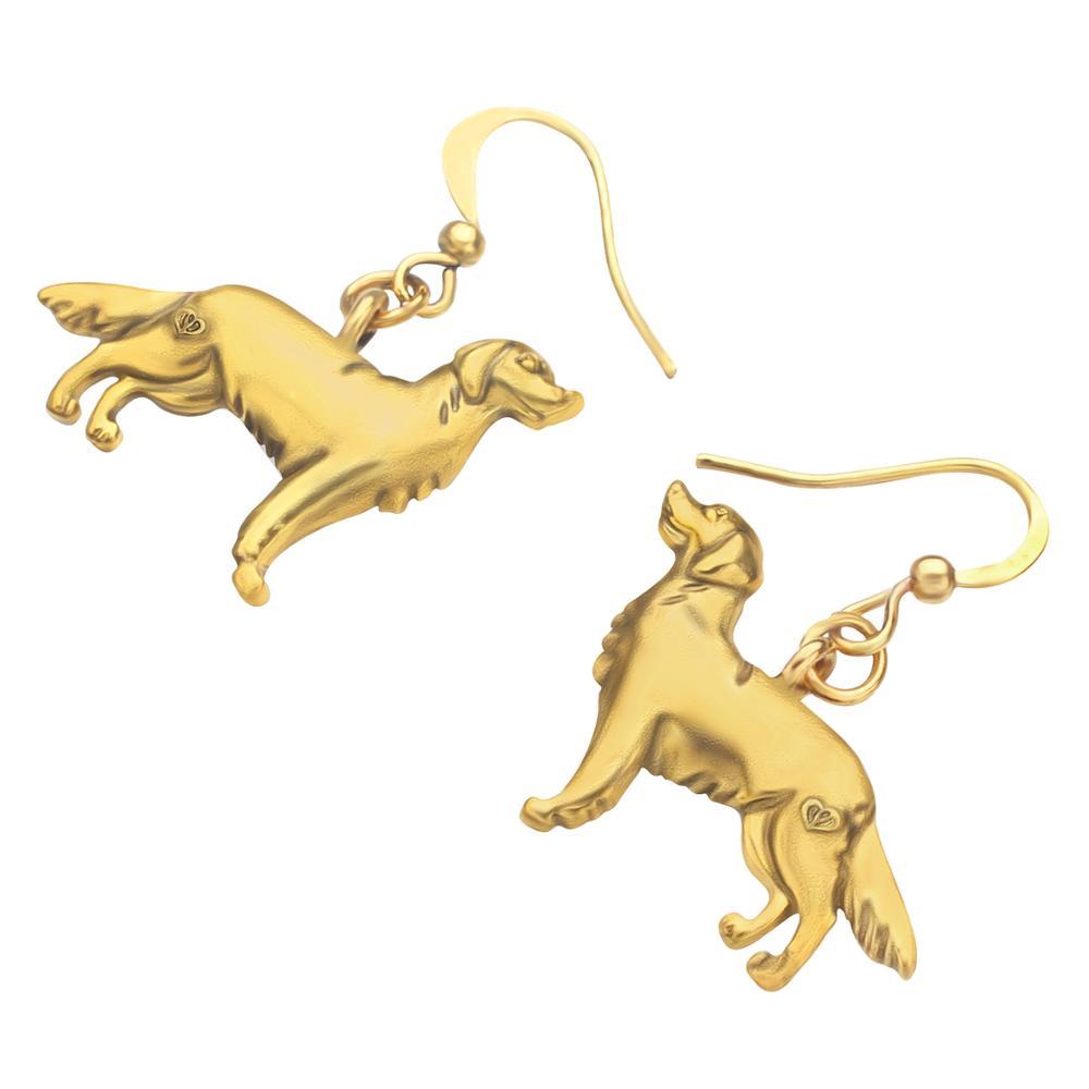 Изображение товара: WEVENI Metal Antique Gold Plated Golden Retriever Dog Earrings Cute Animal Dangle Drop Jewelry For Kids Girls Trendy Gift Charms