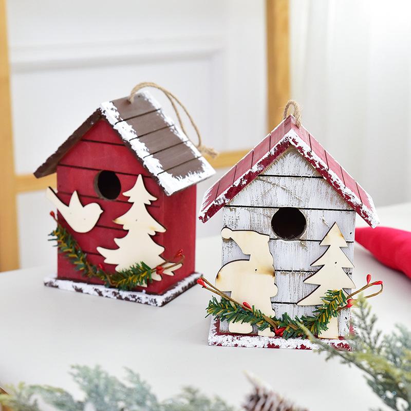 Изображение товара: Christmas Decor New Year Wooden Cabin Mailbox Sign Christmas Tree Ornament Indoor Outdoor Craft Mailbox Home Decor Welcome Card