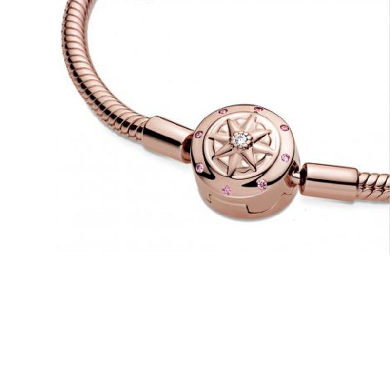 Изображение товара: 2020 осень новый 925 стерлингового серебра браслет из розового золота компас пряжки змея цепи браслеты для женщин подарок на день рождения