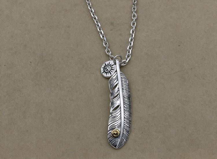 Изображение товара: Мужское ожерелье из тайского серебра S925 пробы с подвеской в виде перьев