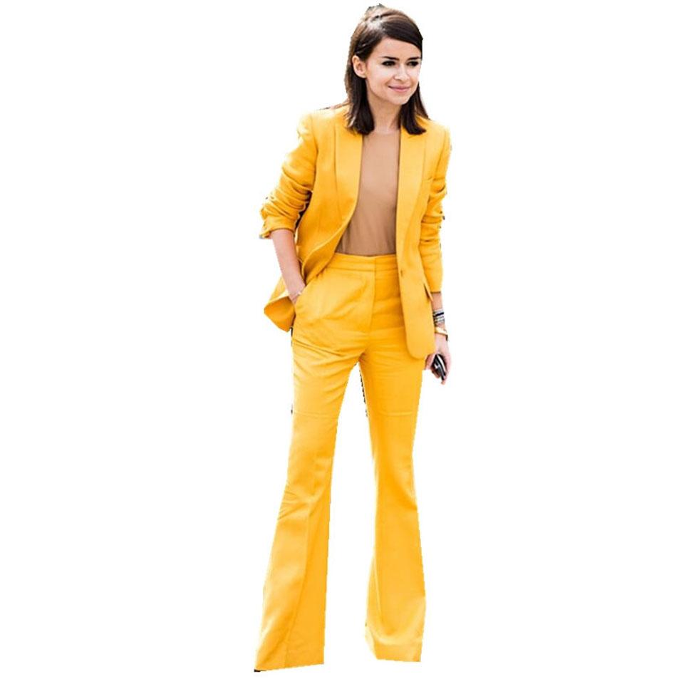 Изображение товара: Женский брючный костюм, желтый деловой костюм из 2 предметов (пиджак + жилет), на заказ