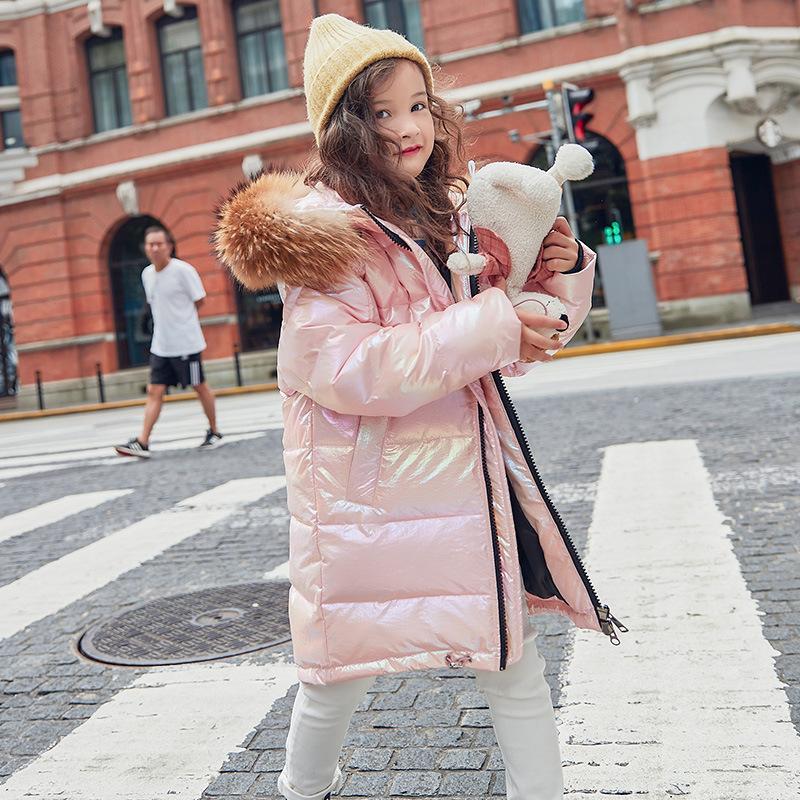 Изображение товара: Для маленьких мальчиков и девочек пуховая куртка теплая зимняя одежда длинные уплотненные с натуральным мехом детская зимняя куртка-пуховик, пальто для малышей зимняя куртка Водонепроницаемый наряды