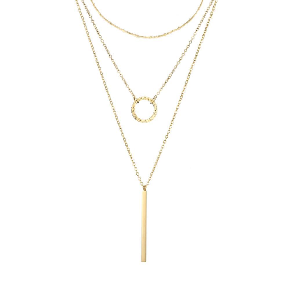 Изображение товара: Ожерелье из нержавеющей стали mininmalism 3 шт./компл., модное многослойное ожерелье для женщин, друзей, простой подарок, оптовая продажа, прямая поставка