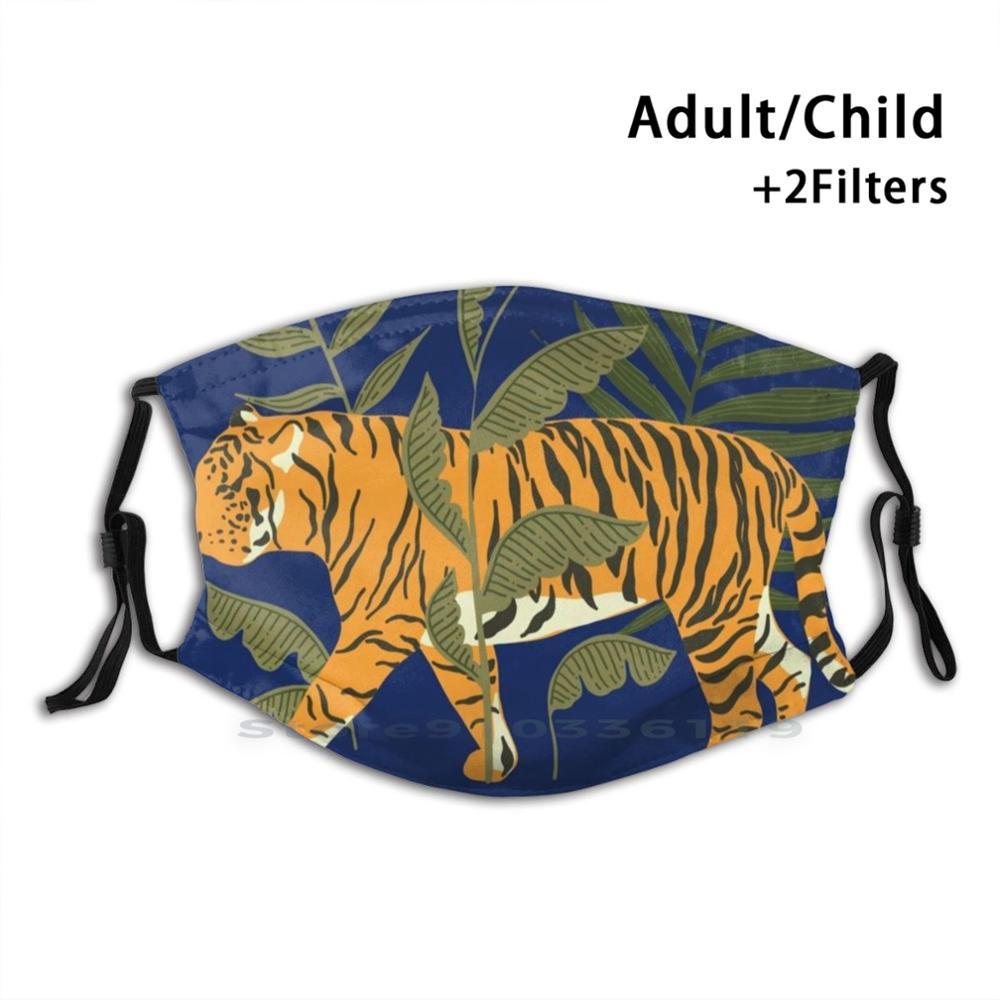Изображение товара: Многоразовый фильтр Pm2.5 с принтом тигра, маска для рта, для детей, сибирская Бенгальская Тигровая полоска, леопард, дикий кот, Лев, тигр, пантера, черный