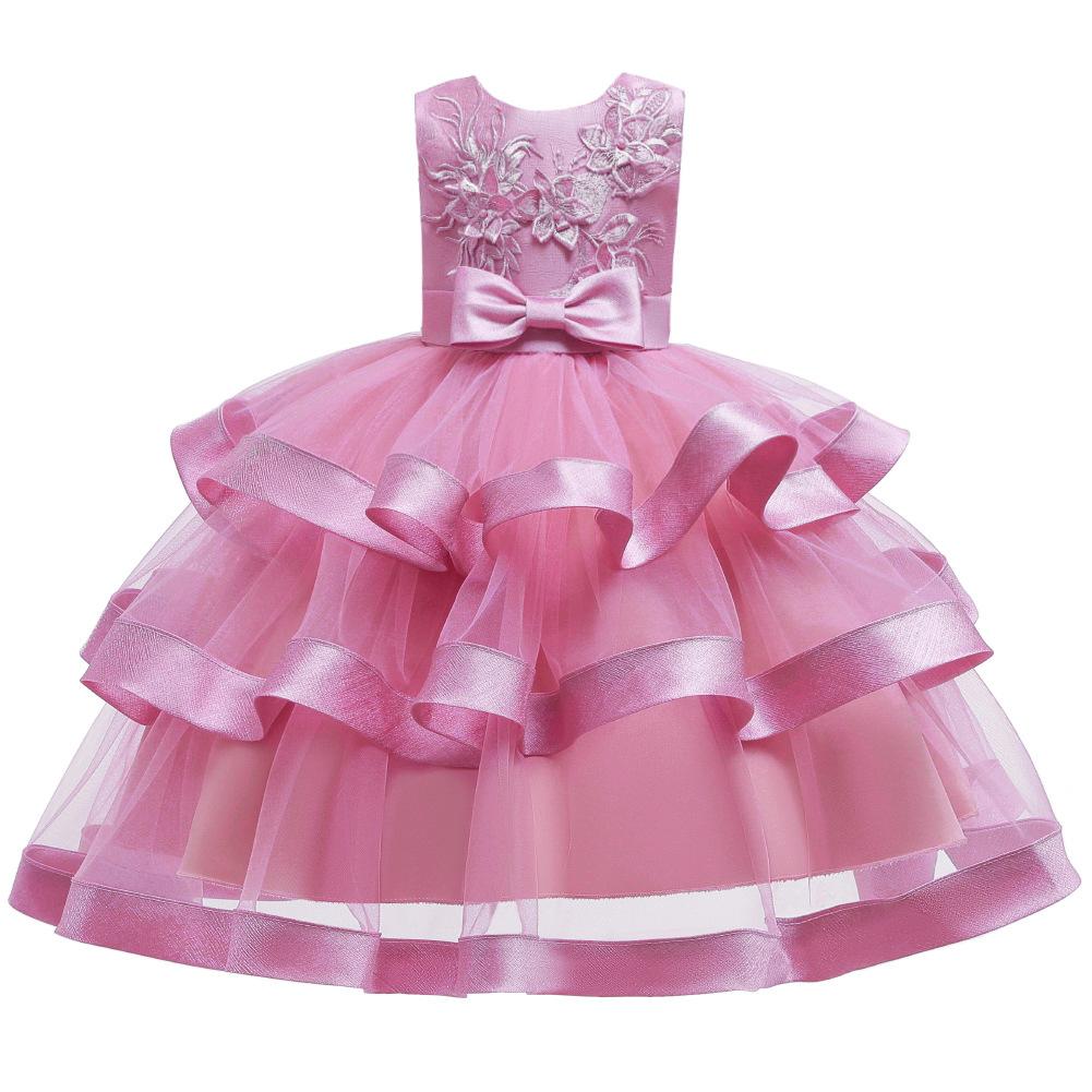 Изображение товара: Children's Full Dress Three-dimensional Applique Bow Mesh Bubble Skirt Children's Clothing Princess Dress for Flower Girl Dresse