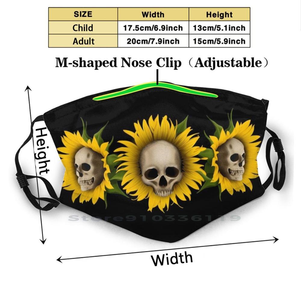 Изображение товара: Маска для лица многоразовая детская с фильтрами, Череп, Подсолнух, крутая жизнь, смерть, потрясающие черепа, мррождеби, цветы
