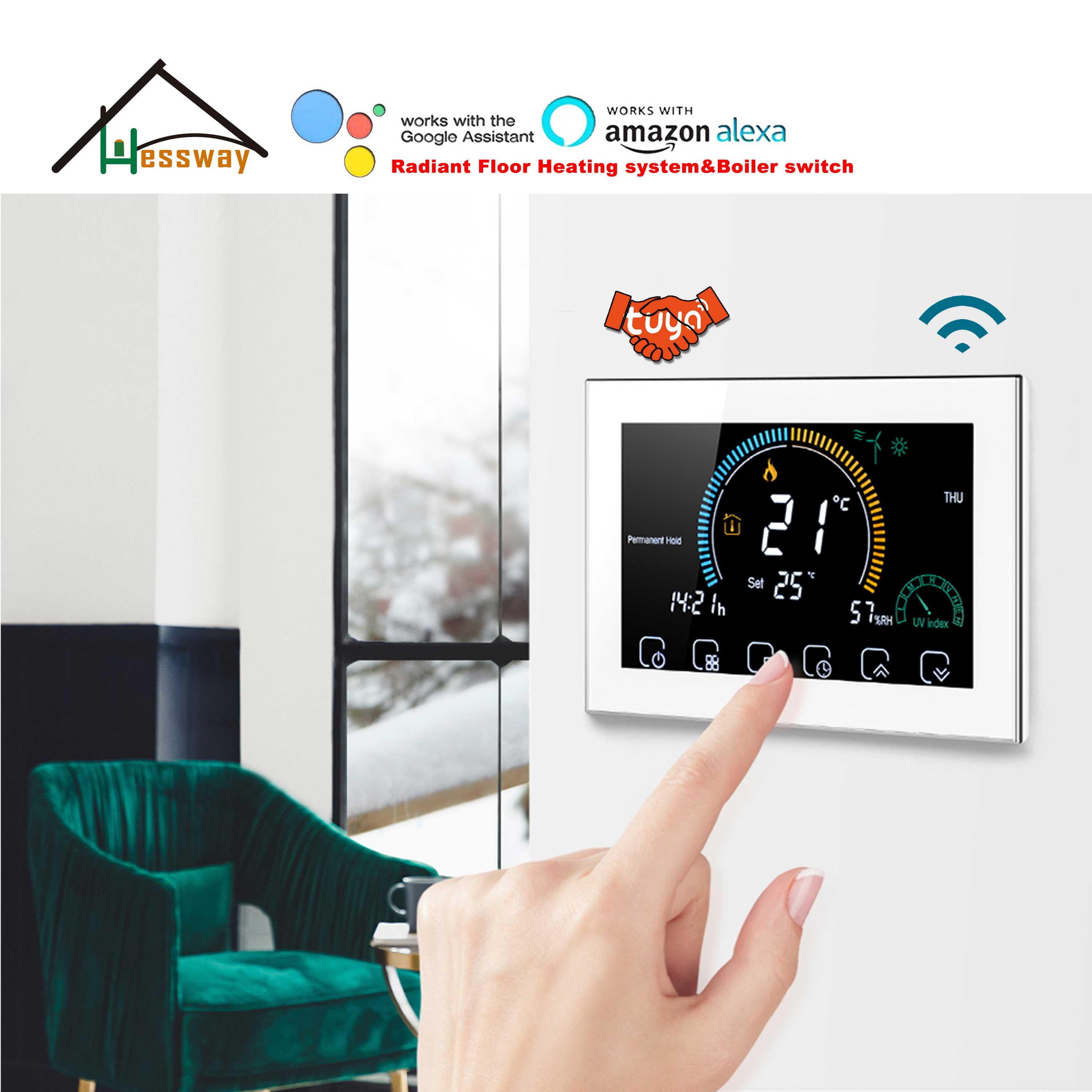 Изображение товара: Новый продукт HESSWAY, радиальный нагревательный термостат с Wi-Fi для водонагревательного бойлера 5А/16А, электрический нагревательный Соединитель с TUYA Smart