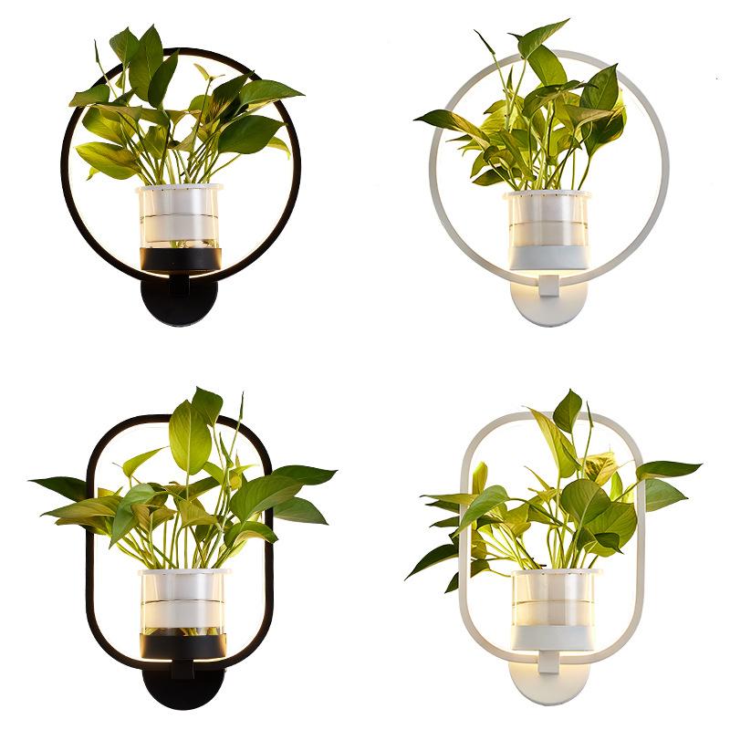 Изображение товара: Скандинавская настенная лампа для гостиной, спальни, прикроватная лампа, фоновая настенная лампа, китайская креативная декоративная настенная лампа для водных растений