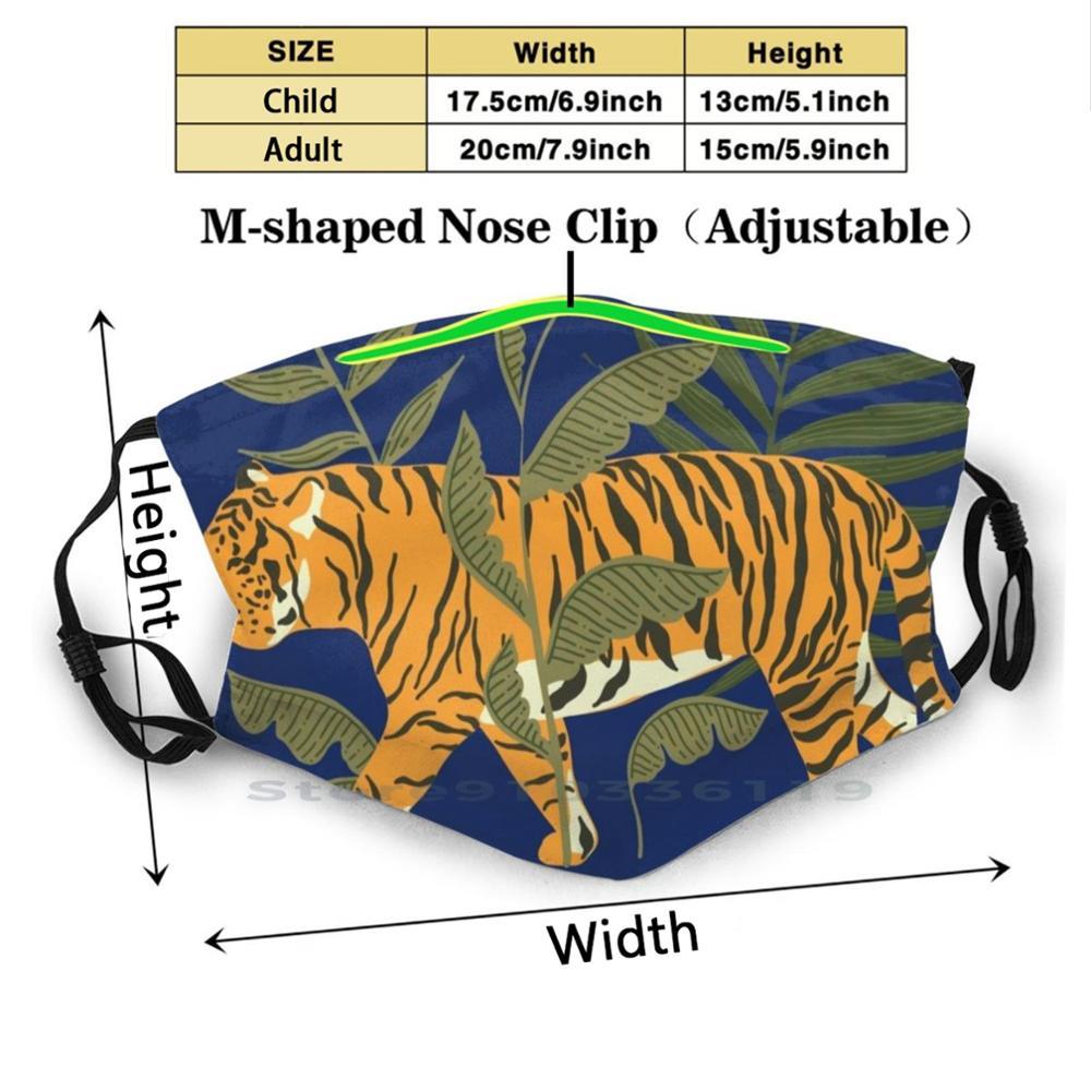 Изображение товара: Многоразовый фильтр Pm2.5 с принтом тигра, маска для рта, для детей, сибирская Бенгальская Тигровая полоска, леопард, дикий кот, Лев, тигр, пантера, черный