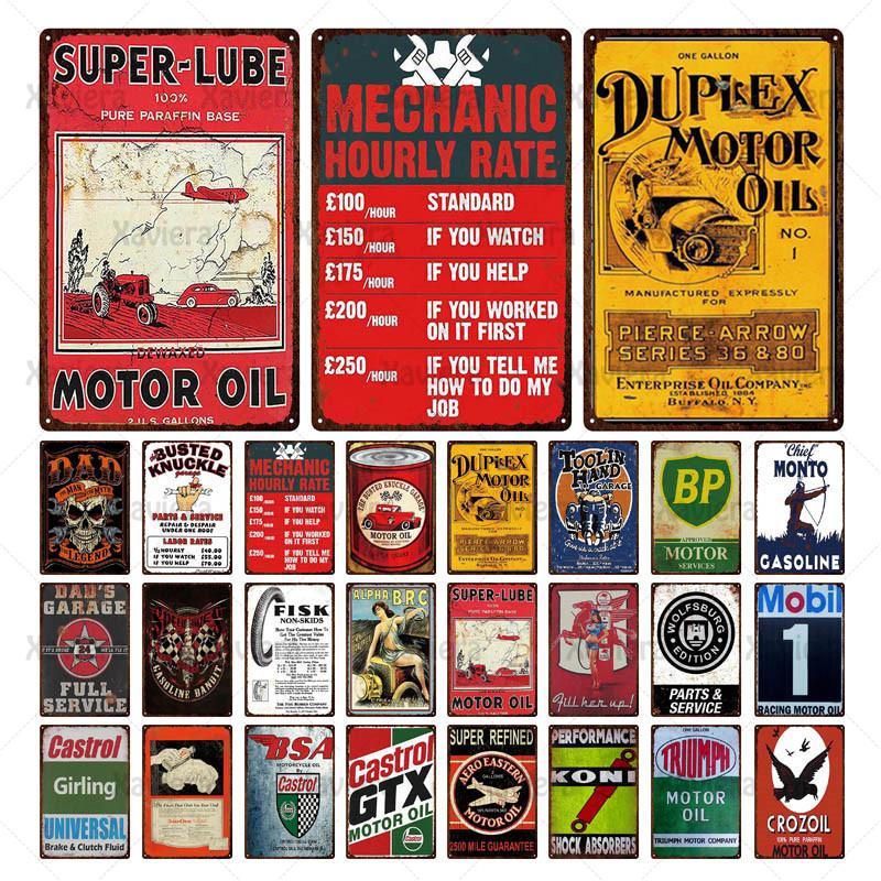 Изображение товара: Металлические оловянные знаки GTX Gas Oil Service «гаражные правила», винтажный постер для моторного масла, железный лист, постер, настенное украшение