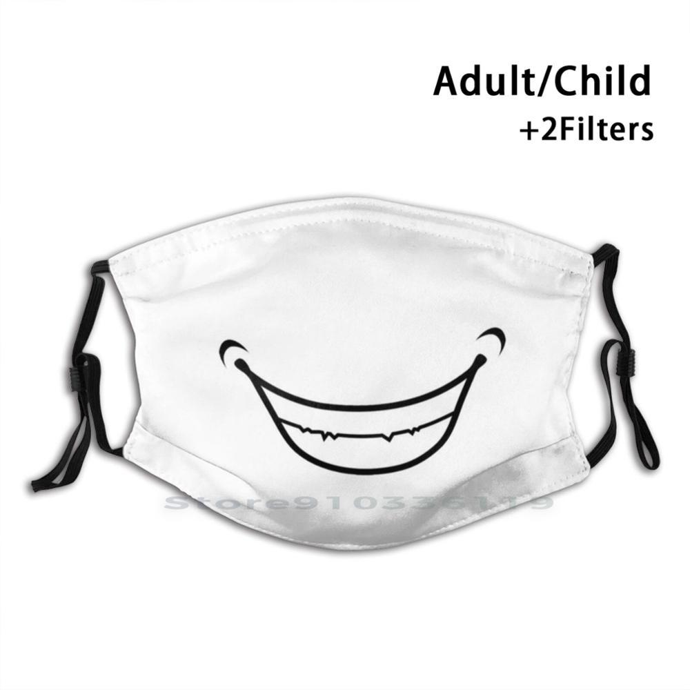 Изображение товара: Маска для лица с большой улыбкой, черно-белая многоразовая маска для рта с фильтром Pm2.5, «сделай сам», детская Тканевая маска для лица, шапочка для рта
