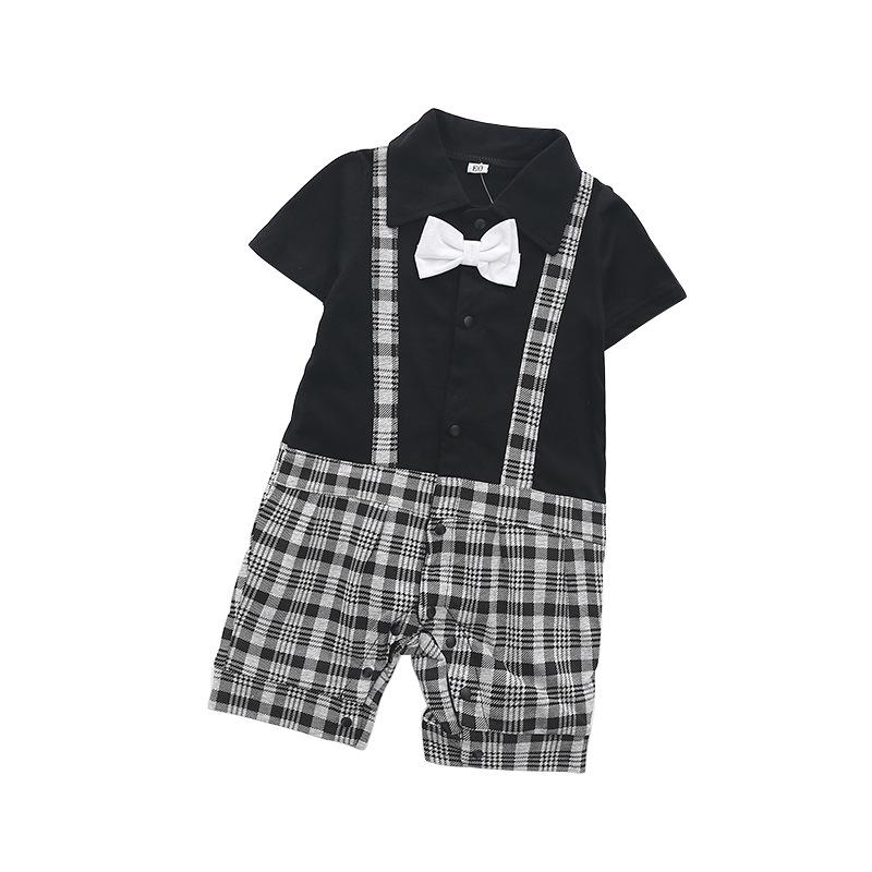 Изображение товара: Цельнокроеный Костюм Джентльмена для маленьких мальчиков; комбинезон для первого дня рождения; торжественное платье; смокинг для мальчиков; костюмы с галстуком-бабочкой; одежда для крещения