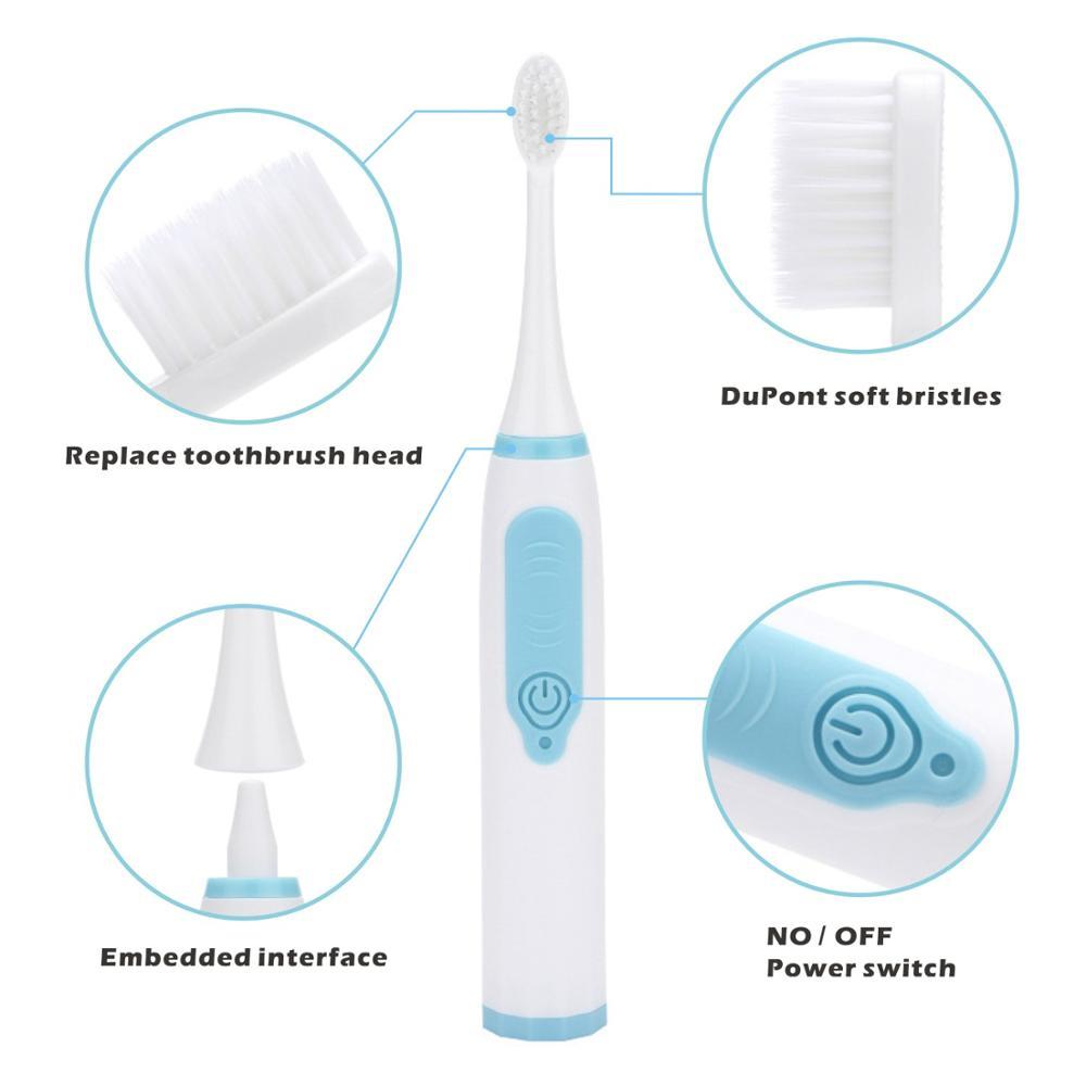 Изображение товара: Электрическая зубная щетка, водонепроницаемая Автоматическая звуковая зубная щетка на батарейках AA, экономный стиль, звуковая зубная щетка для ухода за полостью рта